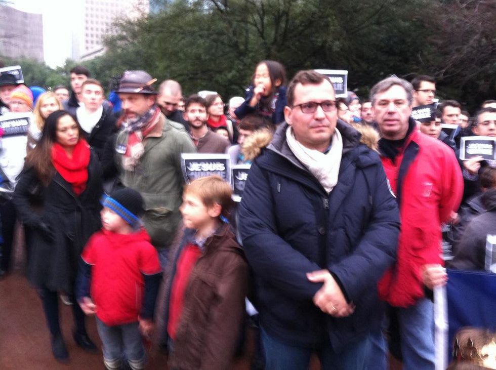 Rally in support of France at Sam Houston Park