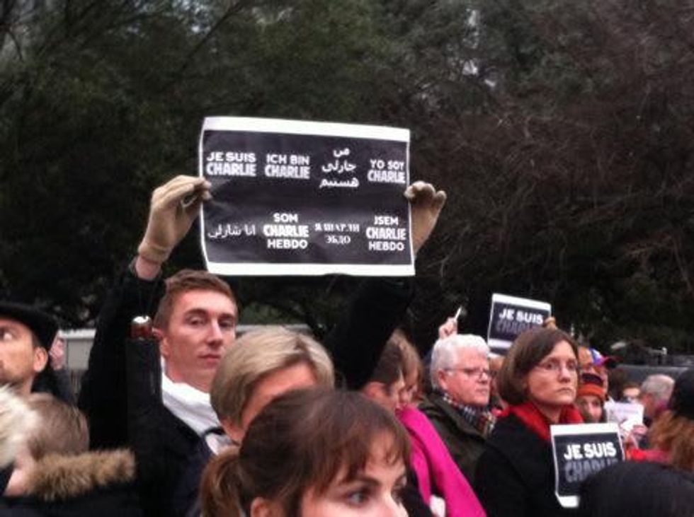 Rally in support of France at Sam Houston Park