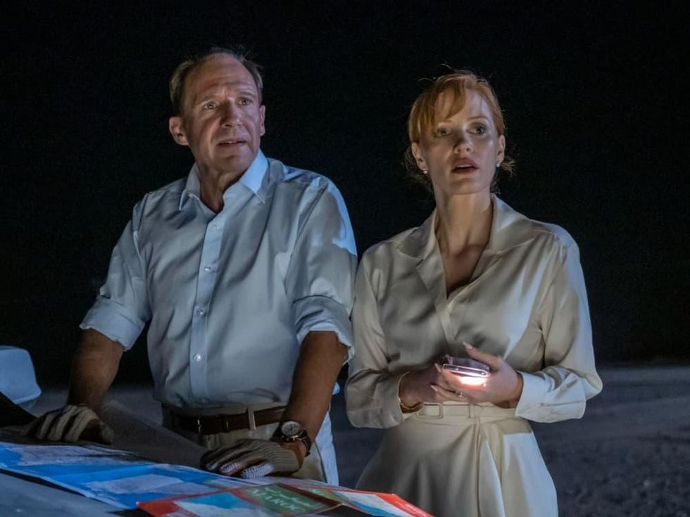 Ralph Fiennes and Jessica Chastain in The Forgiven