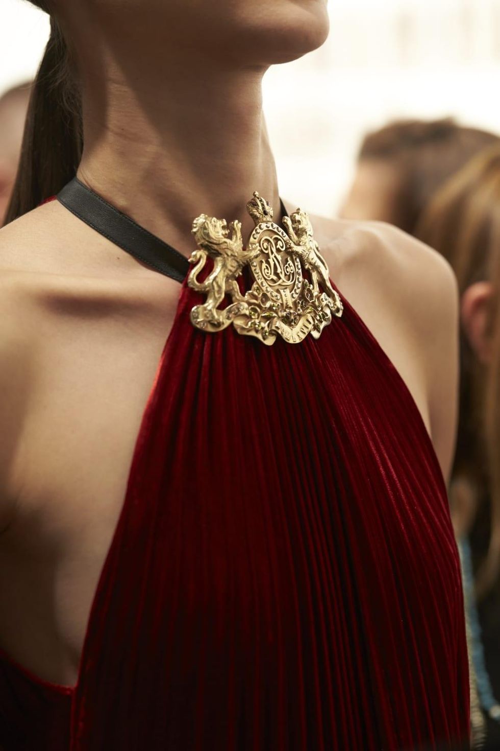 Ralph Lauren fall 2016 collection backstage detail of gown