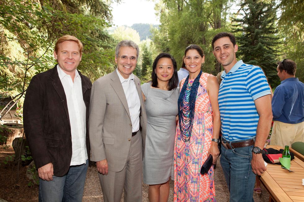 Randall Bone, from left, Dr. Ron DePinho, Dr. Lynda Chin and Estela and David Cockrell at M.D. Anderson in Aspen July 2014