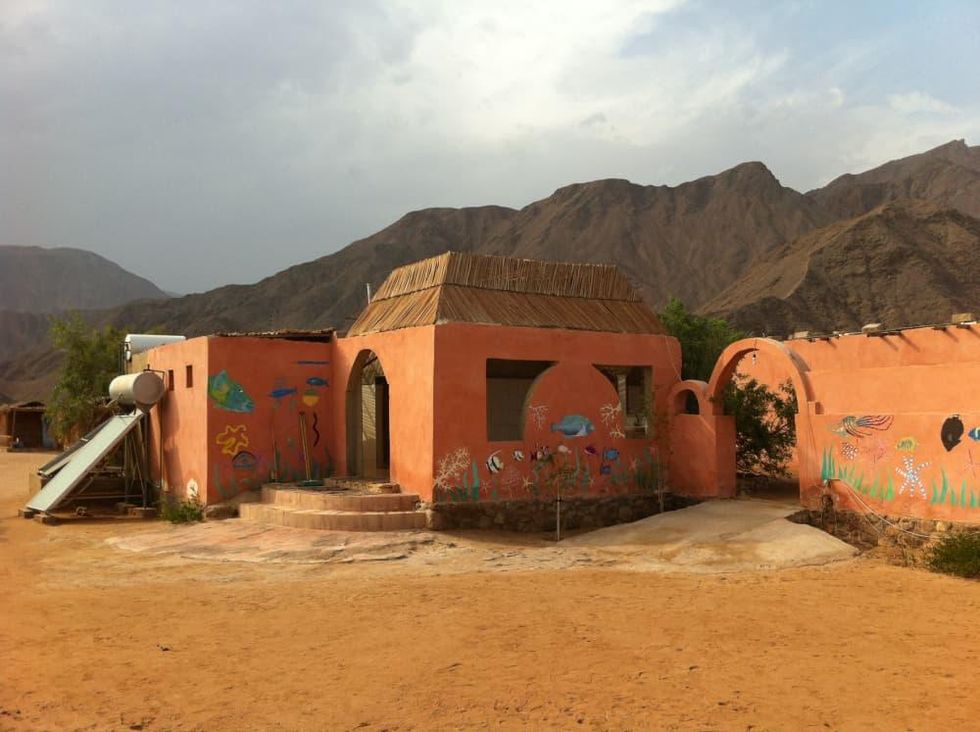 Ras Shitan Sinai Egypt Sawa Camp uses a solar water heater for its shower facility