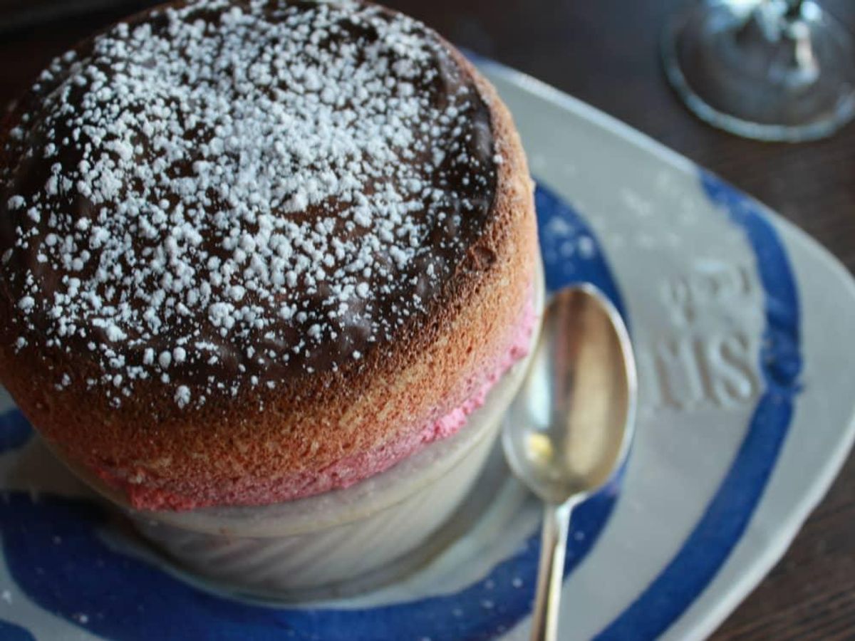 The raspberry souffle. CultureMap Houston