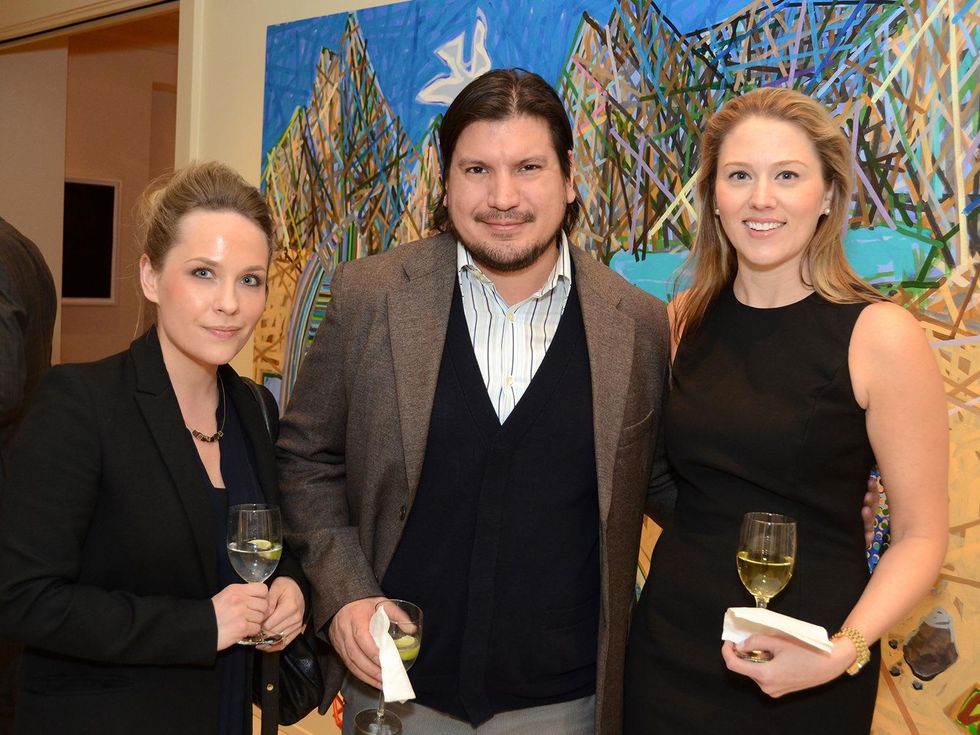 Rebecca Eaton, from left, Sebastian Campos and Amy Purvis at the MFAH Contemporary party January 2014