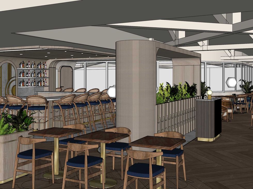 Recess restaurant playground interior rendering