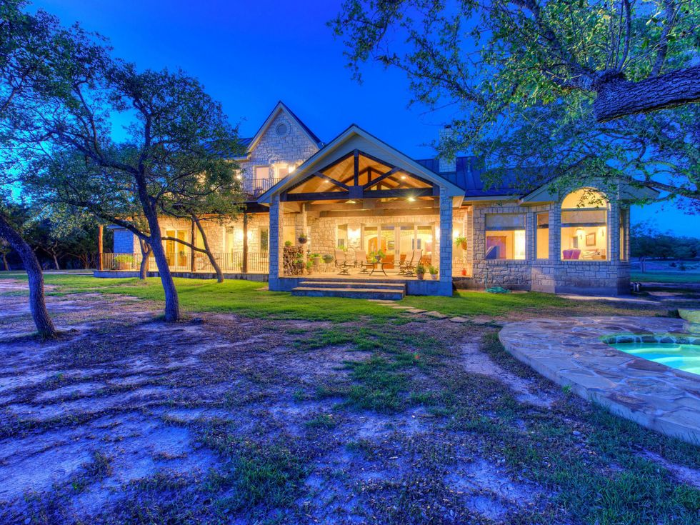 Red Adair ranch exterior front at night