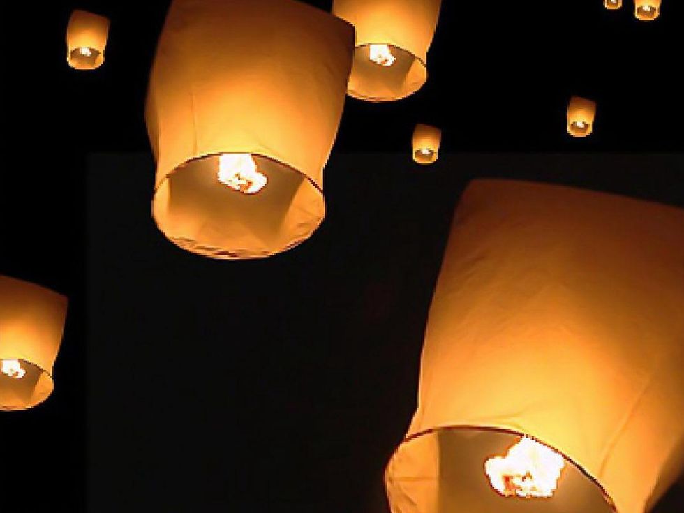 red sky lanterns