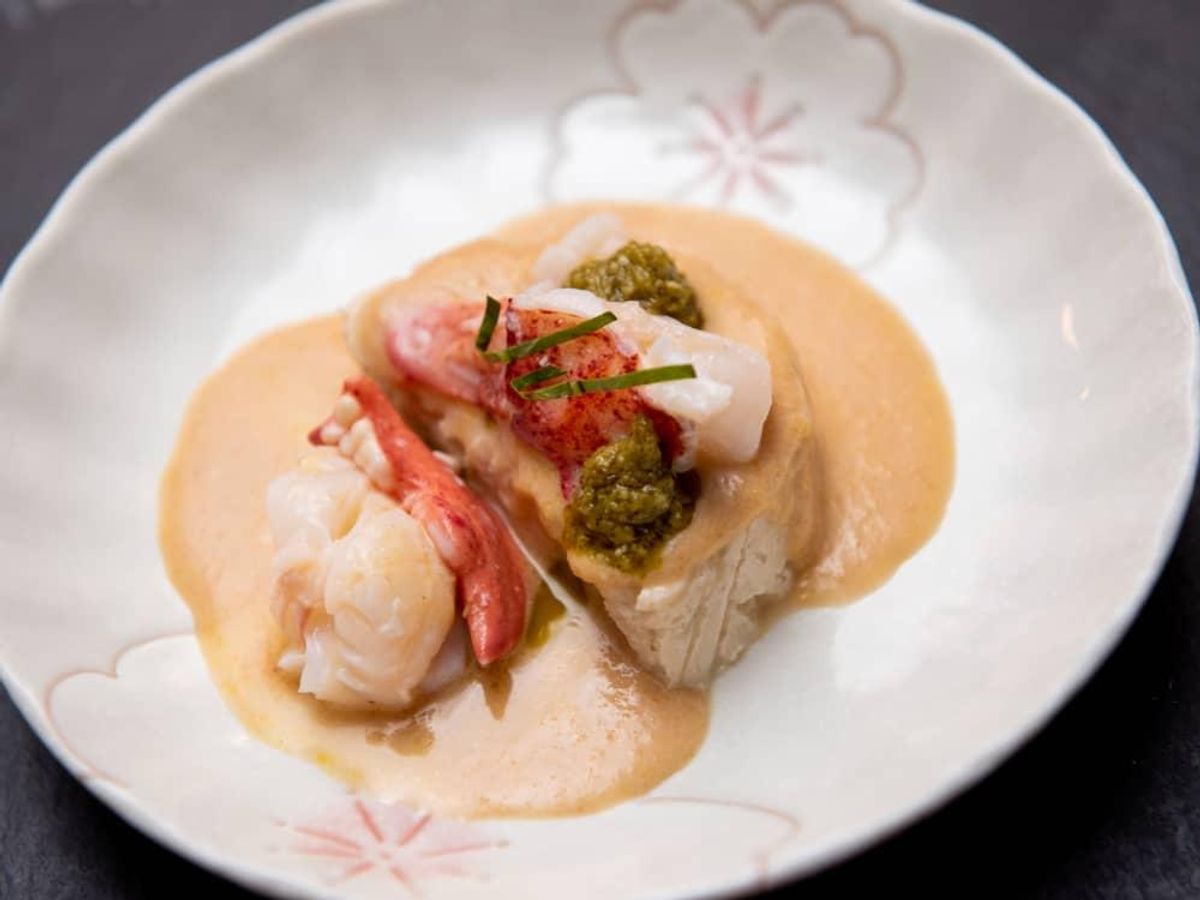 Lobster with halibut cake and lobster miso cream CultureMap Houston