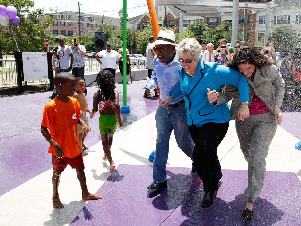 Reliant Solar Splash Pad Mayor Annise Parker
