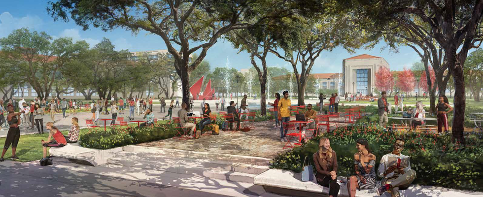 Rendering of Centennial Plaza at the University of Houston