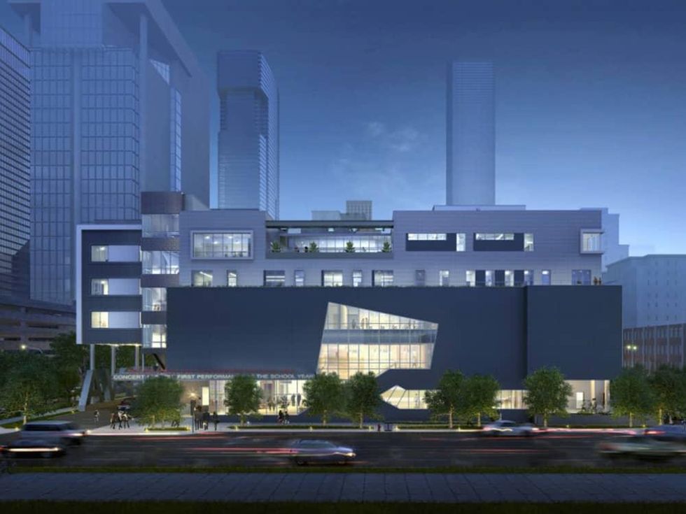 Rendering of new HSPVA building night view