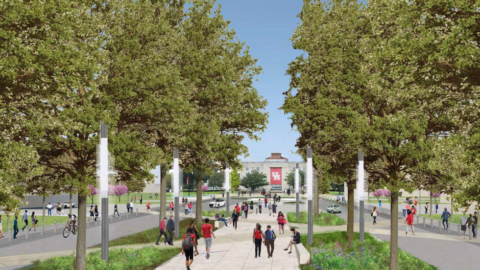 Rendering of new University Drive entrance at the University of Houston