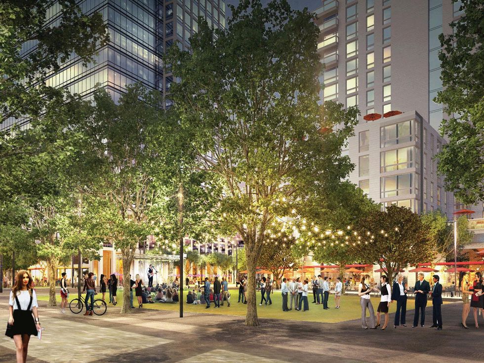 Republic Square pedestrian rendering at night