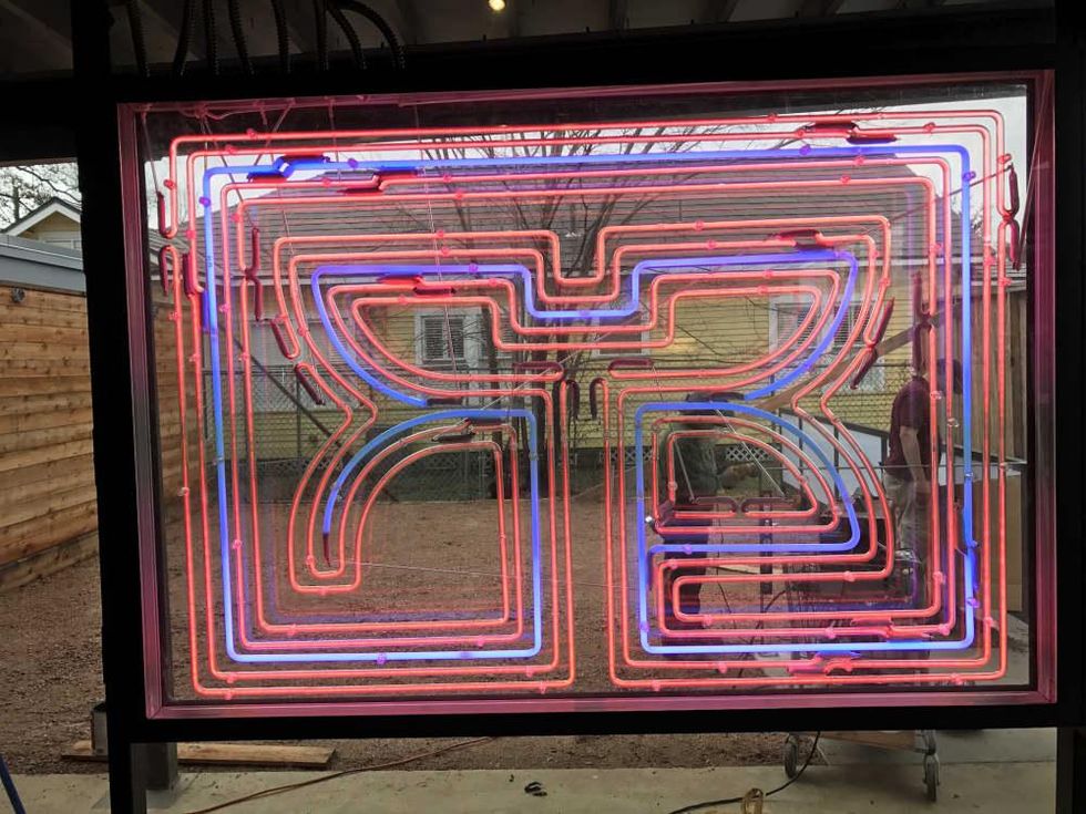 Rice Box Heights neon sign