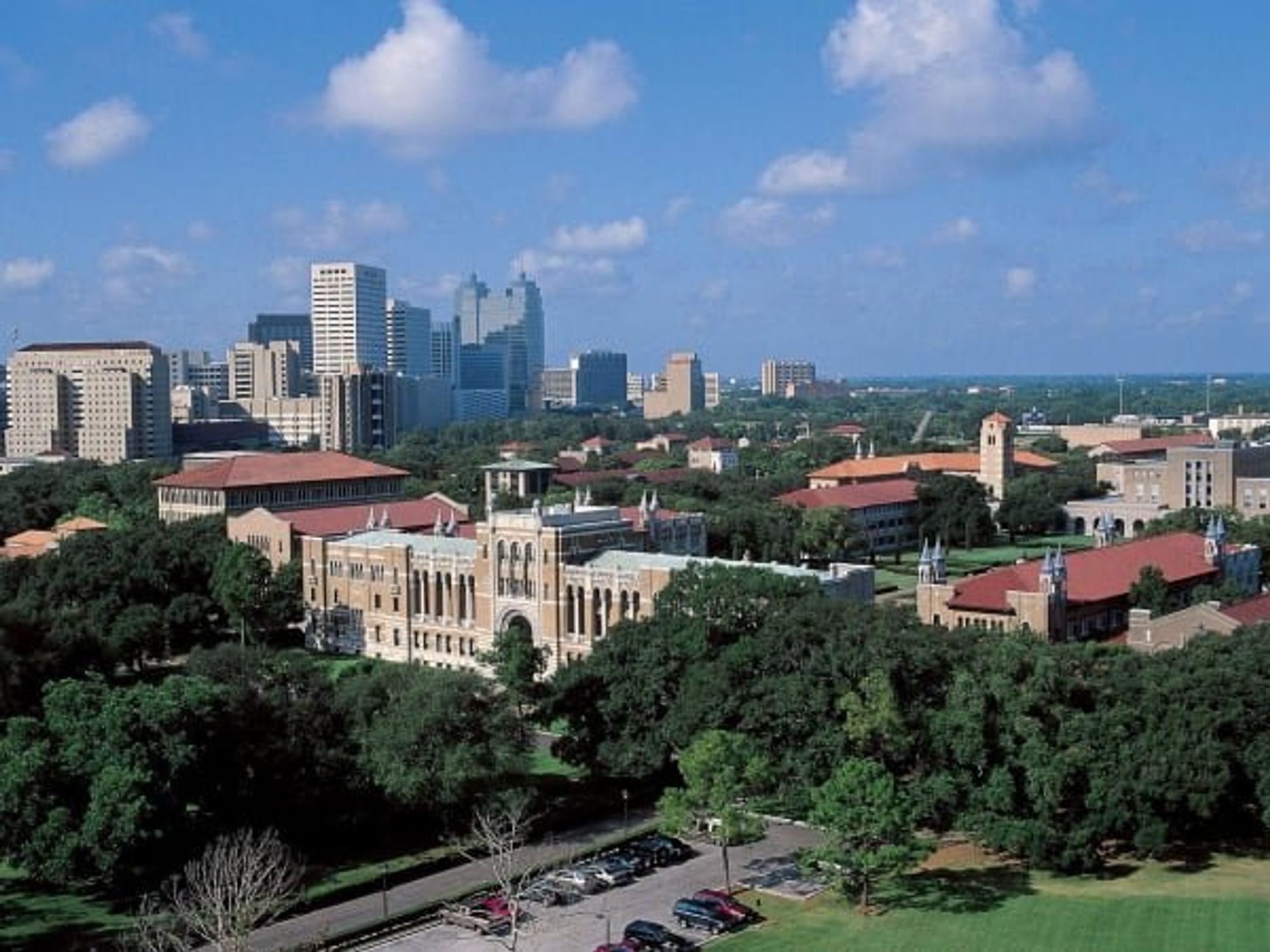 Rice University, aerial, campus, buildings