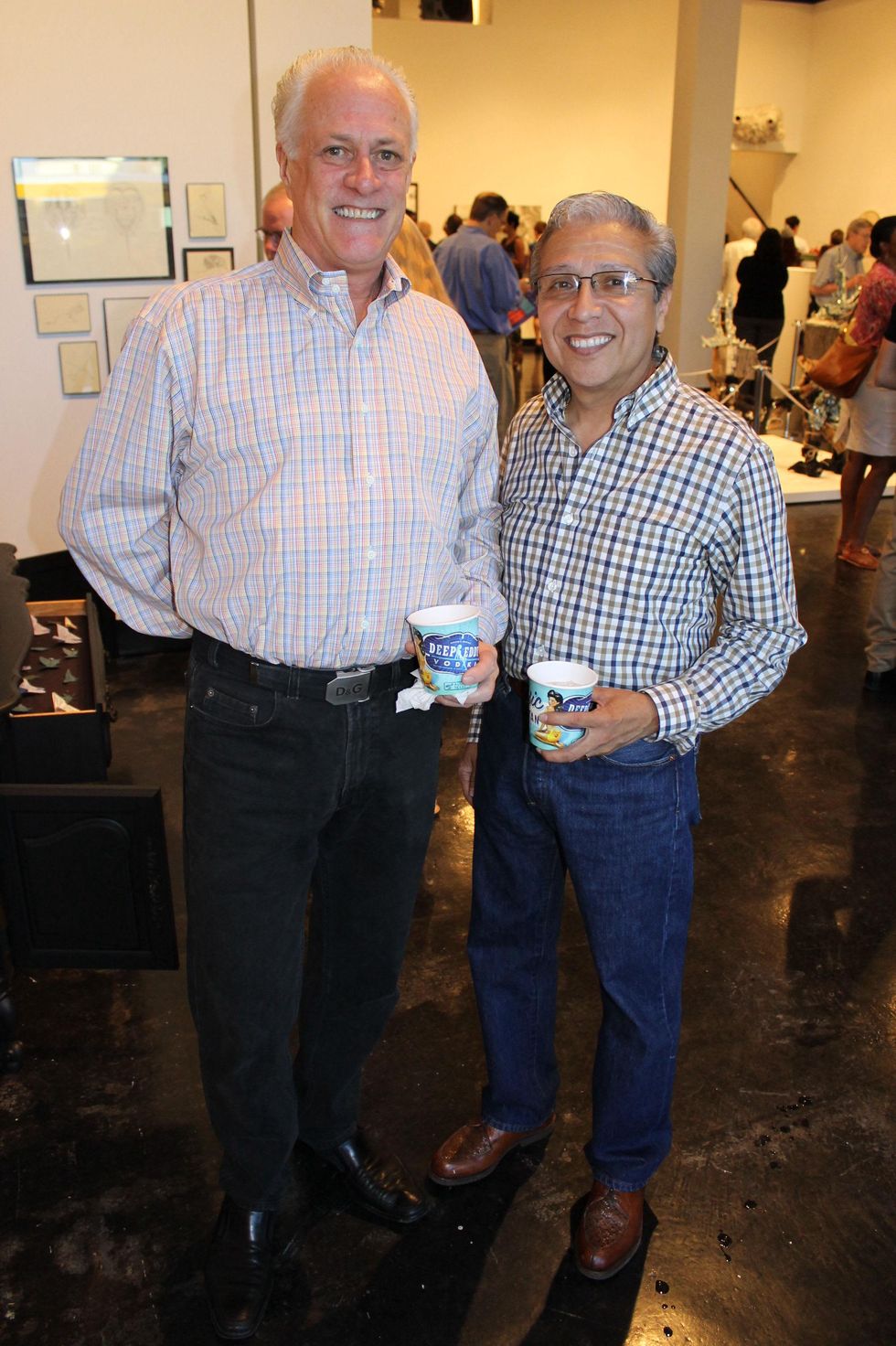 Richard E. Fluhr, left, and Rudy Hernandez at the Lawndale Big Show preview party July 2014