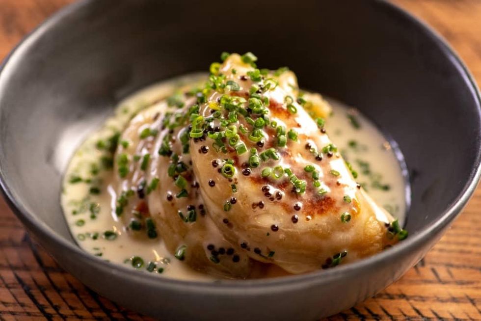 Riel restaurant potato leek truffle pierogi