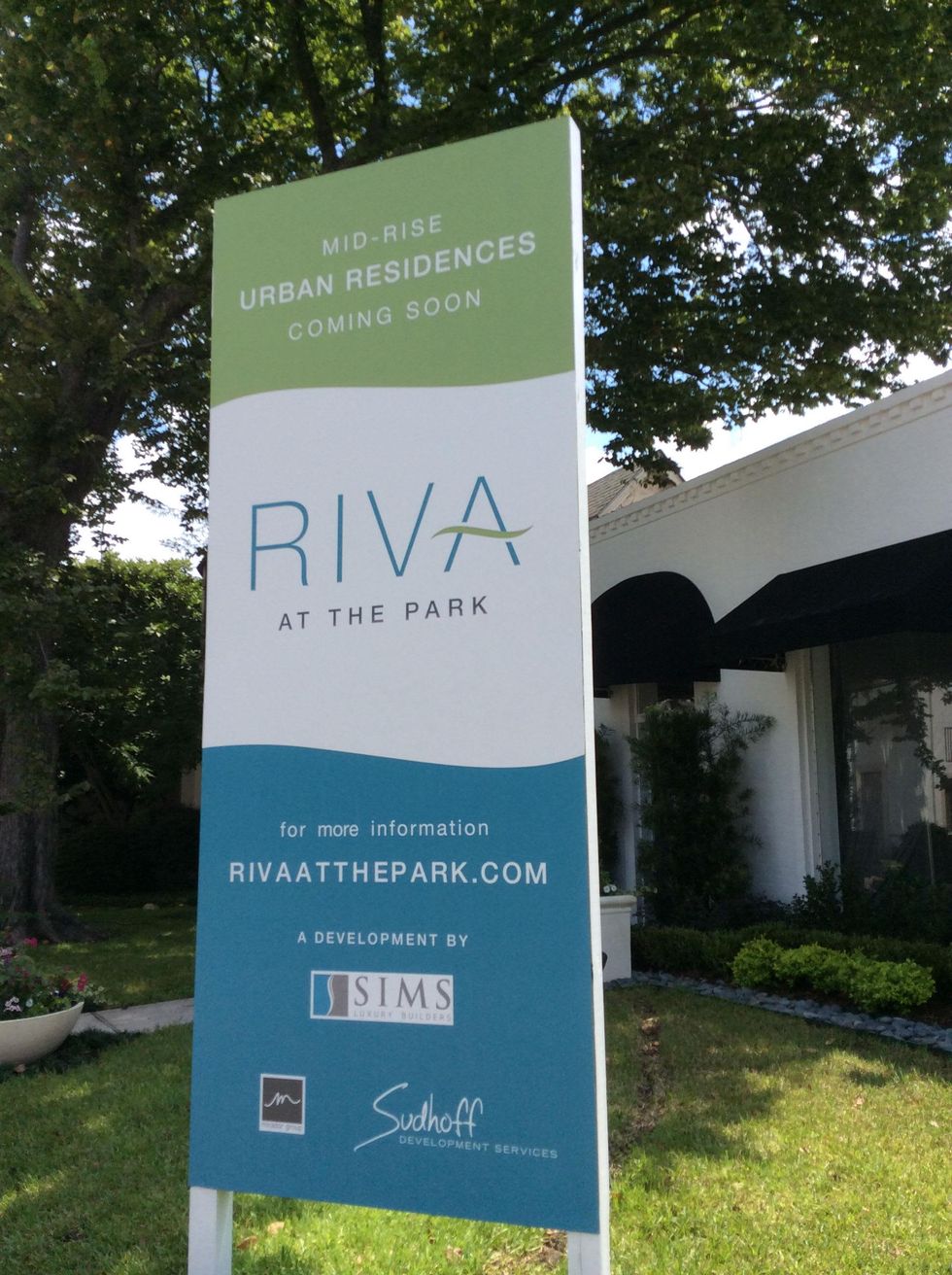 Riva at the Park sign September 2014