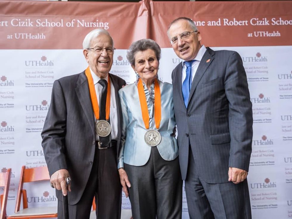Robert and Jane Cizik with UTHealth President Giuseppe N. Colasurdo, M.D.