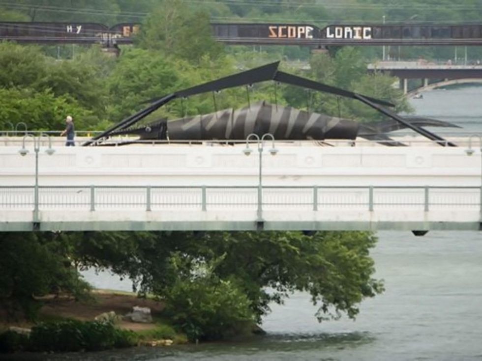 Robert Bob Bacon Primordial Fish on Austin Bridge