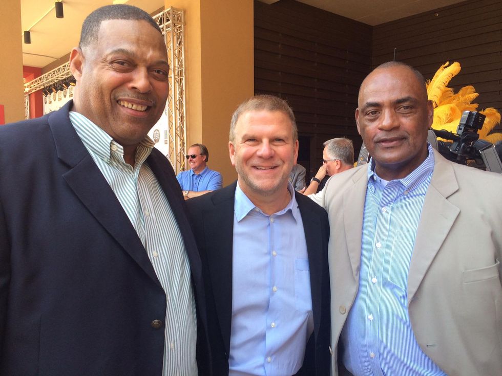 Robert Brazile, Tilman Fertitta, Vernon Perry at Golden Nugget opening May 2014