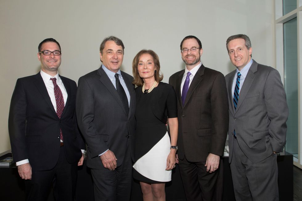 Robert Carlton, from left, Mark Wawro, Melanie Gray, Ian Scharfman and Mark Trachtenberg at the ADL Jurisprudence Award kick-off April 2015