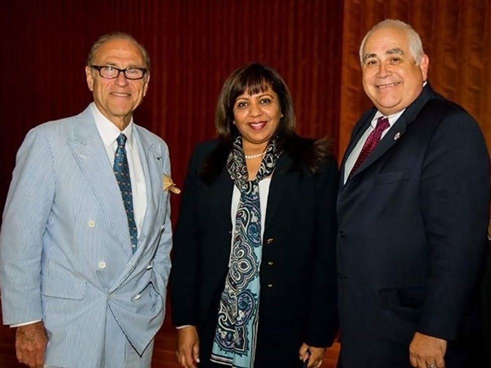 Robert Sakowitz, from left, Munira Panjwani and Dr. William Flores at the Aga Khan Foundation Emmisary awards reception September 2014