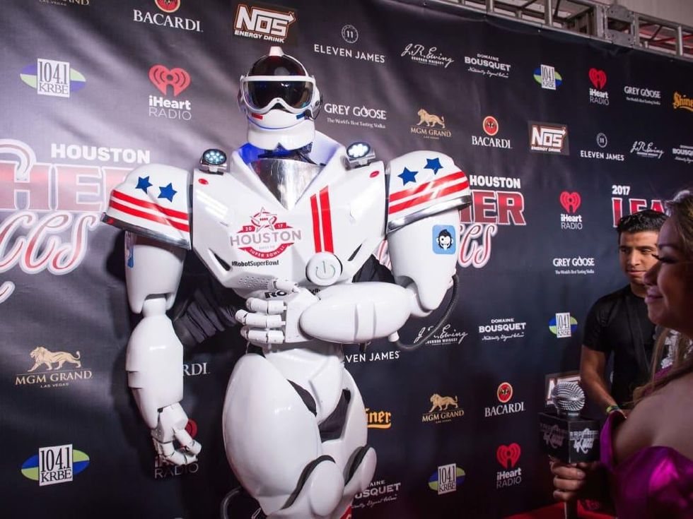 Robozao robot character at Leather and Laces Friday night