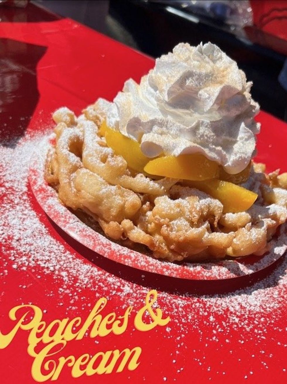 Rodeo Carnival 2024 peaches and cream funnel cake