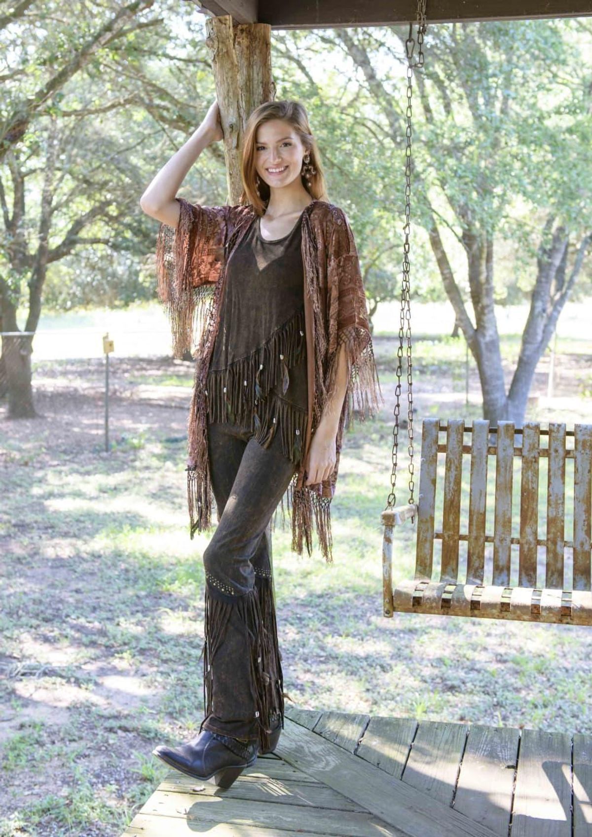Kendra white - Boho luxe suede fringe shawl and leather jeackets