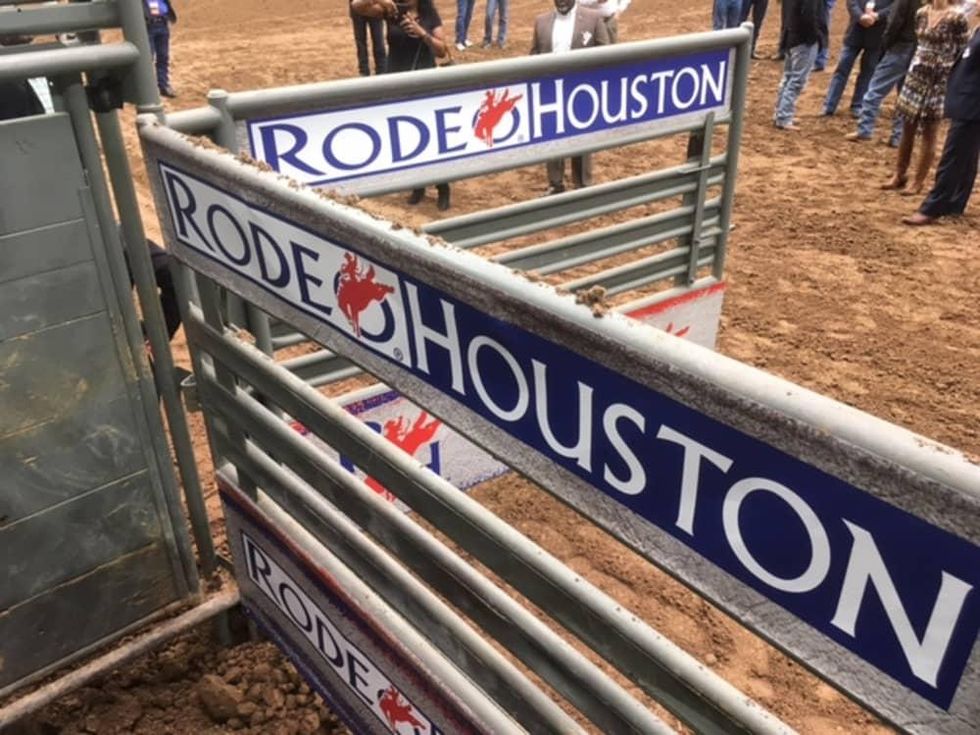 RodeoHouston chute on the floor of NRG Stadium
