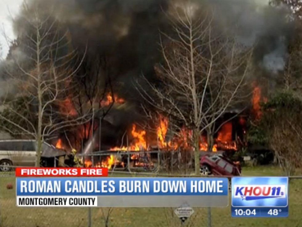 Roman candles burn down Conroe home January 2014