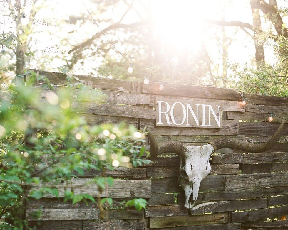 Ronin Farm & Restaurant longhorn skull on fence
