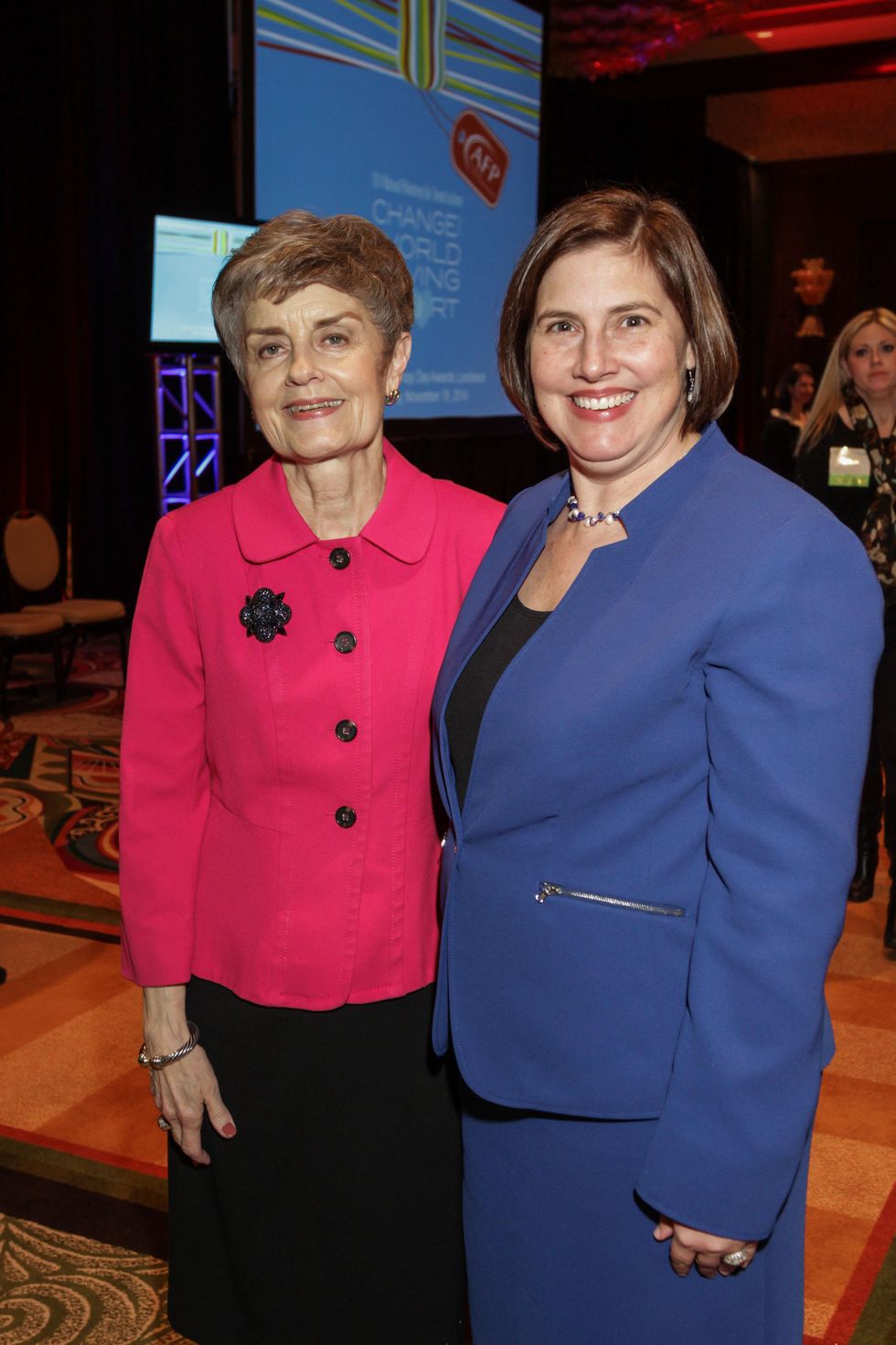 Ronnie Haggerty, left, and Kristi Cooper at the National Philanthropy Day Awards November 2014