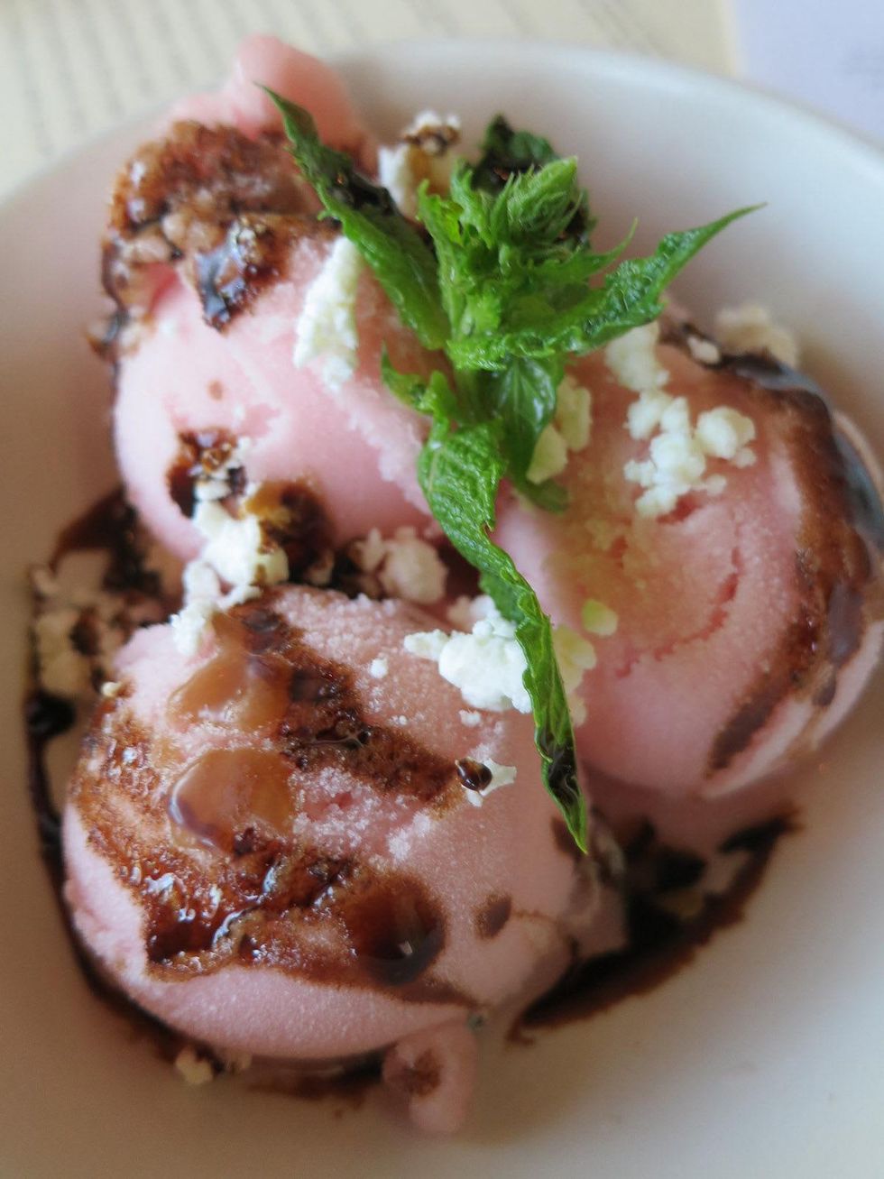 Roost Cloud 10 watermelon & tomato sorbet, tart feta, balsamic syrup