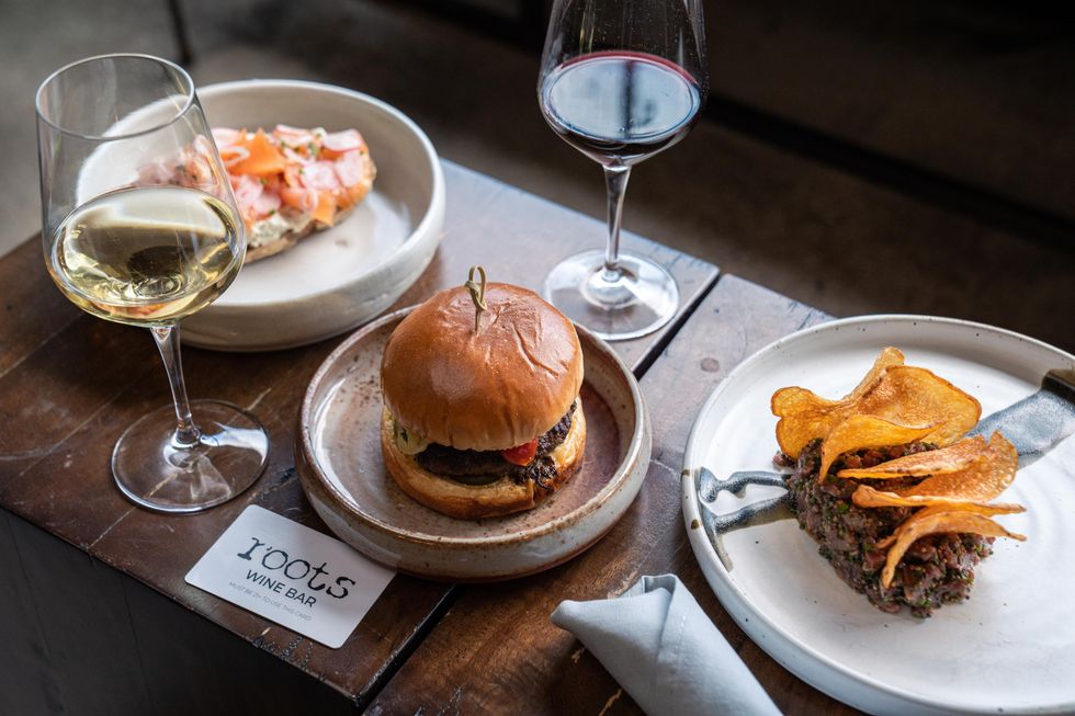 Roots wine bar food spread