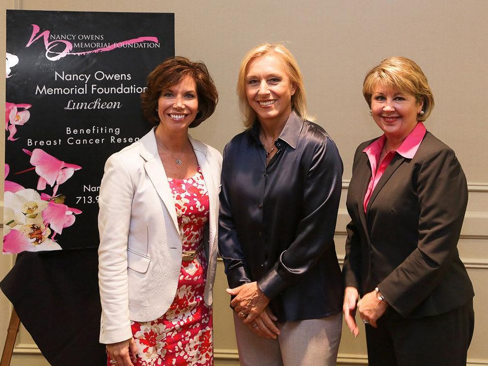 Rosanne Rogers, from left, Martina Navratilova and Cheri Fama at the Nancy Owens luncheon October 2013