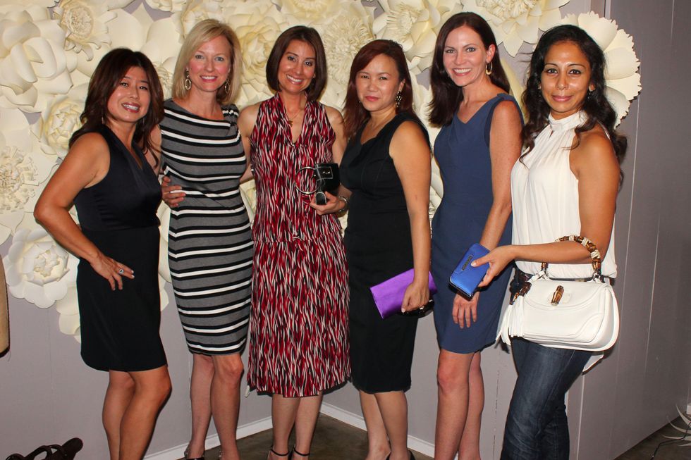 Rose Chen, from left, Reyne Hirsch, Perri Palermo, Tammy Tran-Nguyen, Ronda Suder and Fatema Khan at the Dress for Dinner kickoff in new David Peck Showroom September 2014