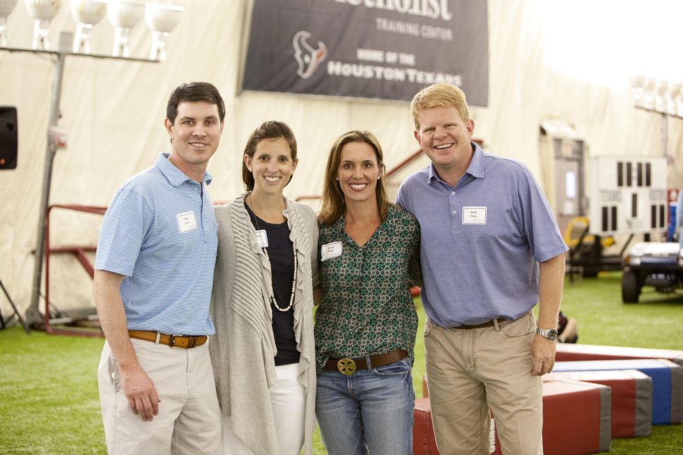 Ross and Sarah Jane Canion, from left, and Laura and Brett Chiles at The Society for Leading Medicine Houston Texans Family Field Day May 2014