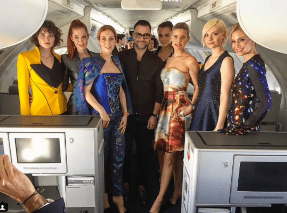 Rubin Singer fashion show on airplane