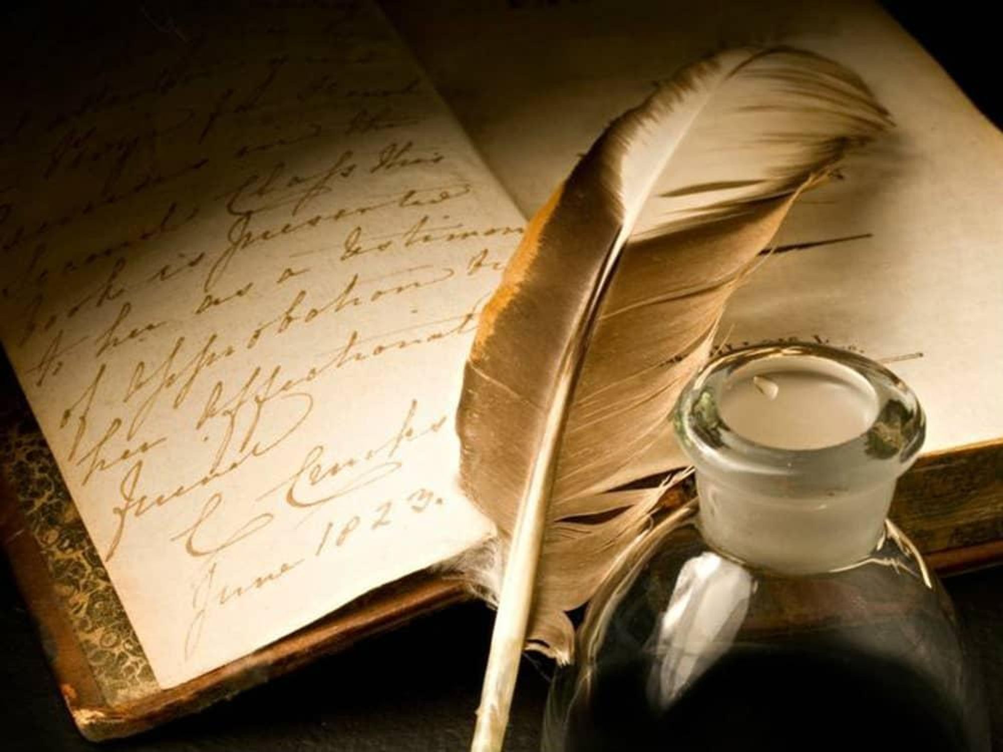 Russian House night of Russian poetry book with quill