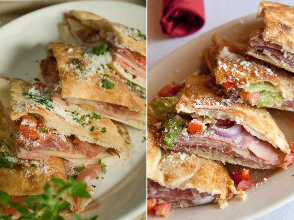 Russo's New York Pizzeria vs. Gina's Italian Kitchen Italian deli pizzotto comparison