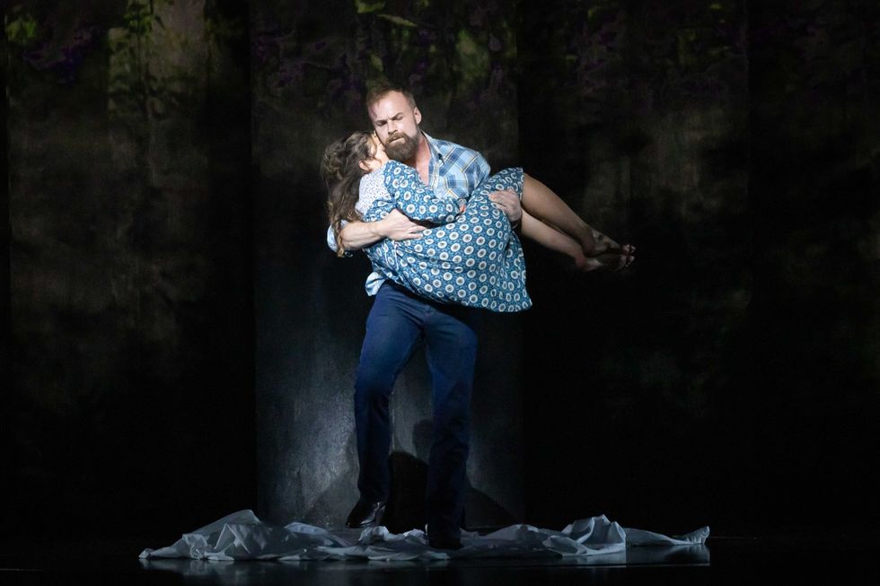 Ryan McKinny holding Lauren Snouffer in a scene from HGO's Breaking the Waves