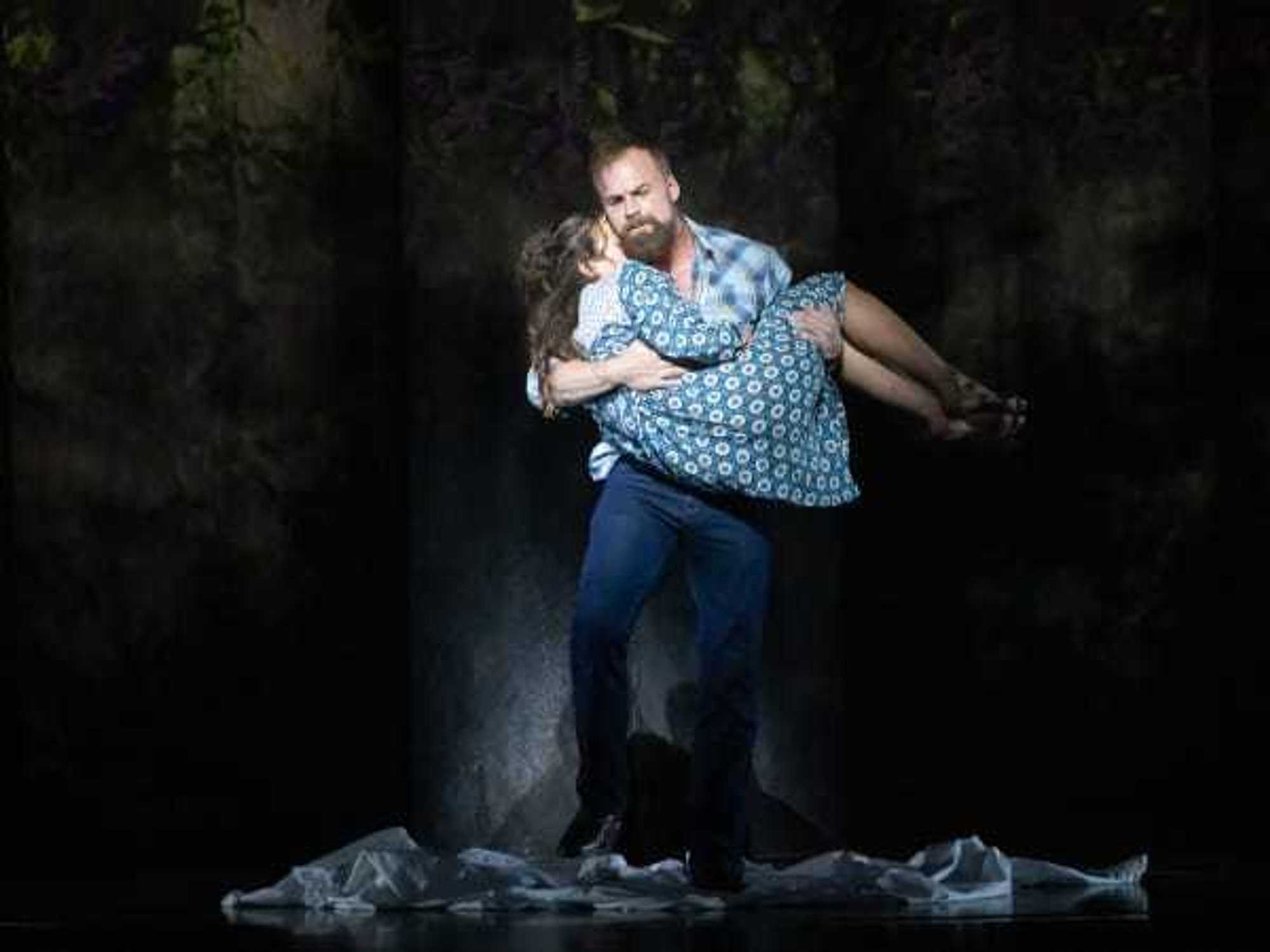 Ryan McKinny holding Lauren Snouffer in a scene from HGO's Breaking the Waves