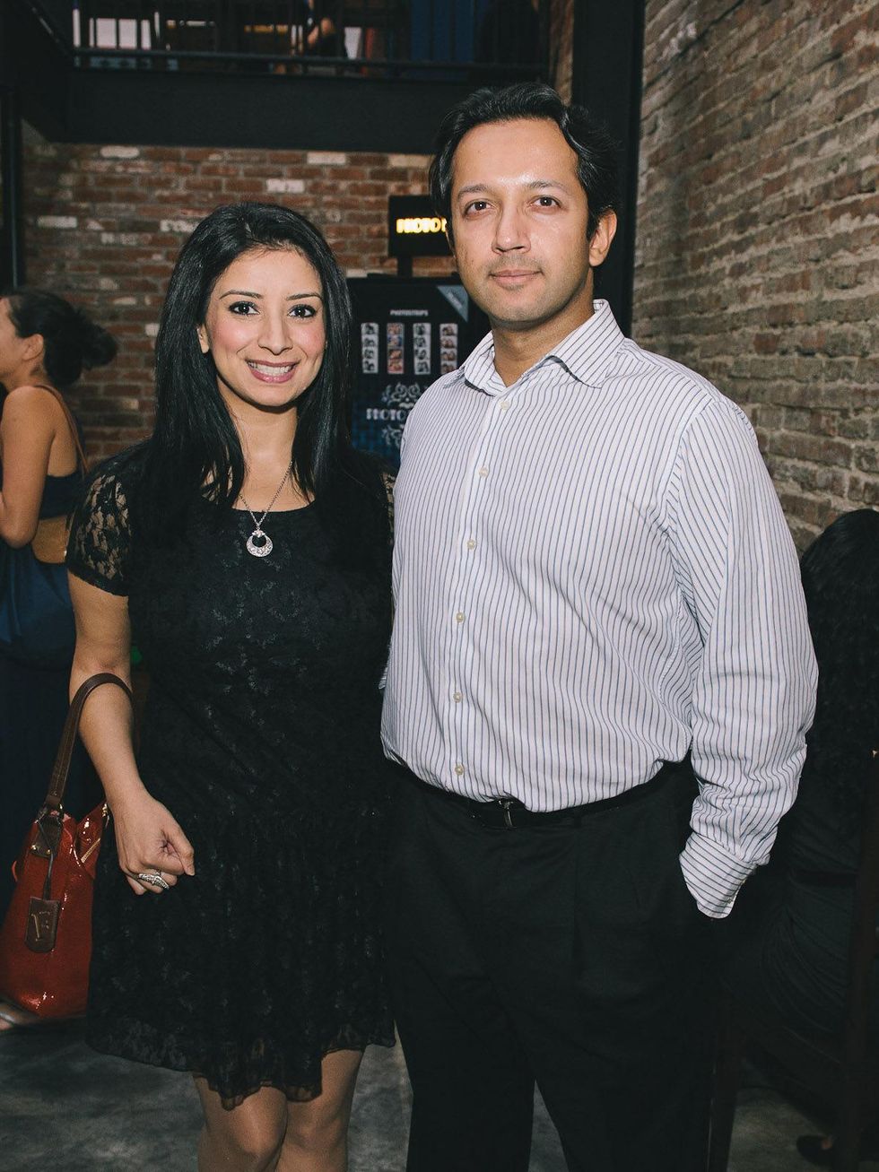 Sahrish Agha and David George at the Houston Symphony Young Professionals Backstage kick-off party