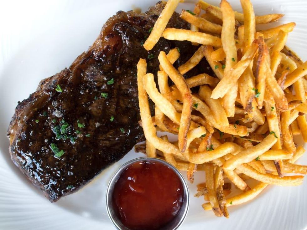 SaltAir Seafood lunch steak frites