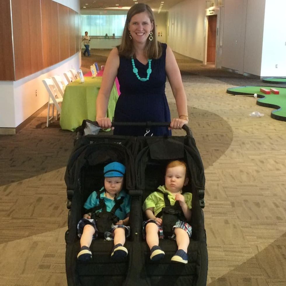 Samantha Brantley with twins at the Bad Pants fashion show