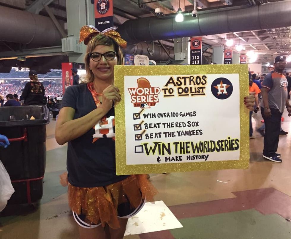 Sandra Martinez at World Series game 7 watch party at Minute Maid Park
