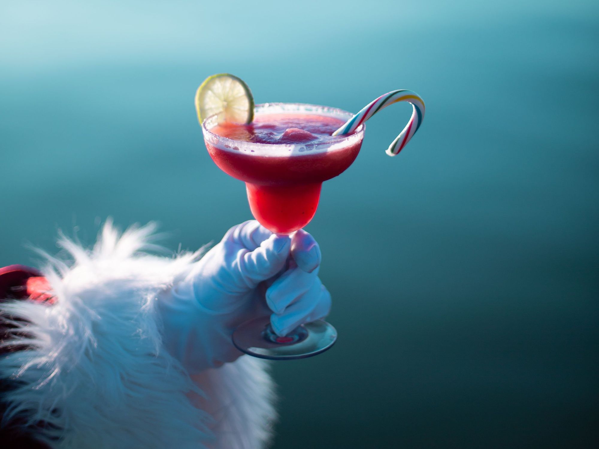 Santa with Christmas margarita