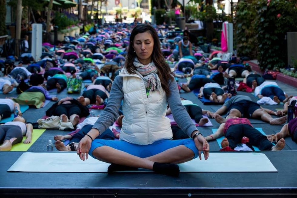 Santana Row yoga day San Jose California